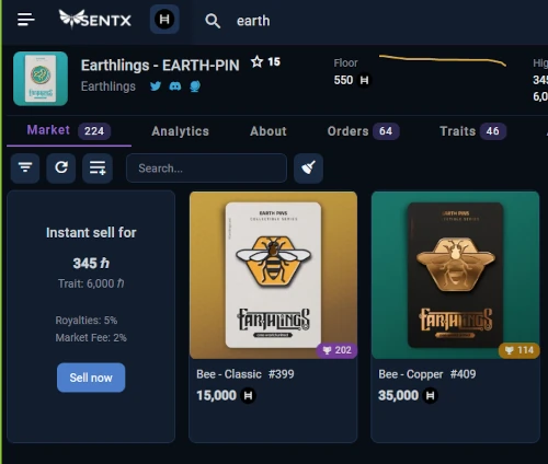 sentx-Earthlings-EARTH-PIN-bee-market-price