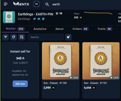 sentx-Earthlings-EARTH-PIN-Sun-market-price