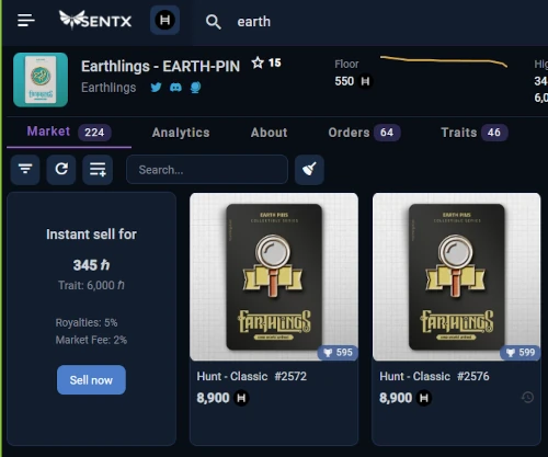 sentx-Earthlings-EARTH-PIN-hunt-market-price
